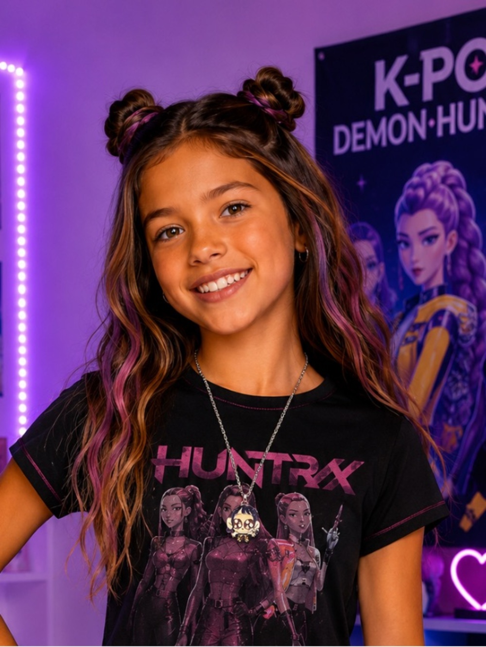 New K-Pop Demon Hunters Theme Necklace with Rumi‎ Pendant Huntrix Chibi Anime